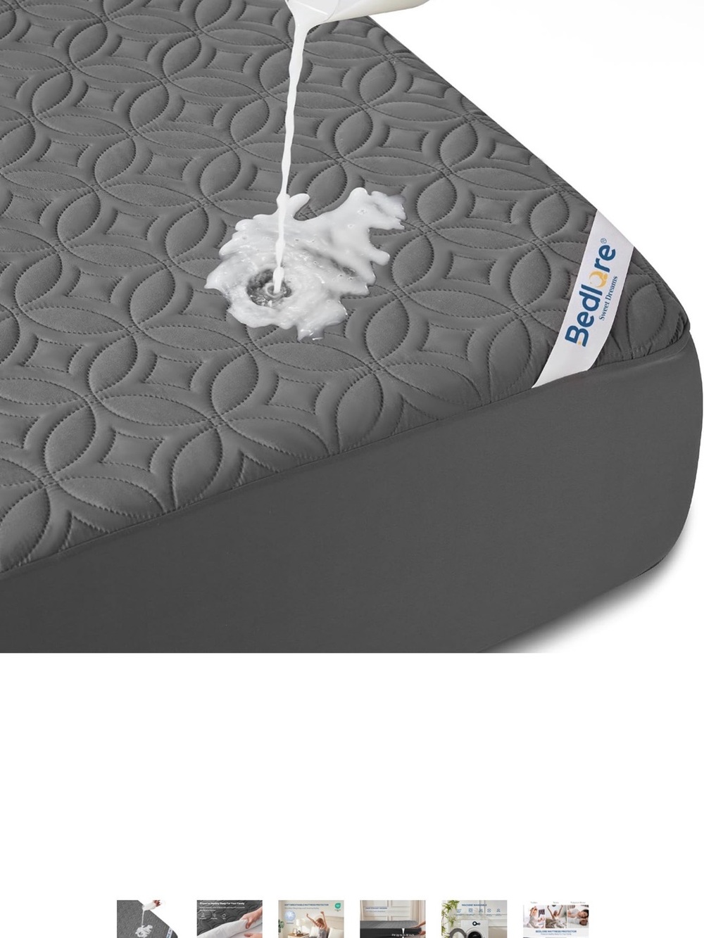 BEDLORE Waterproof Mattress Protector Queen ? Mattress Pad Noiseless New Gray